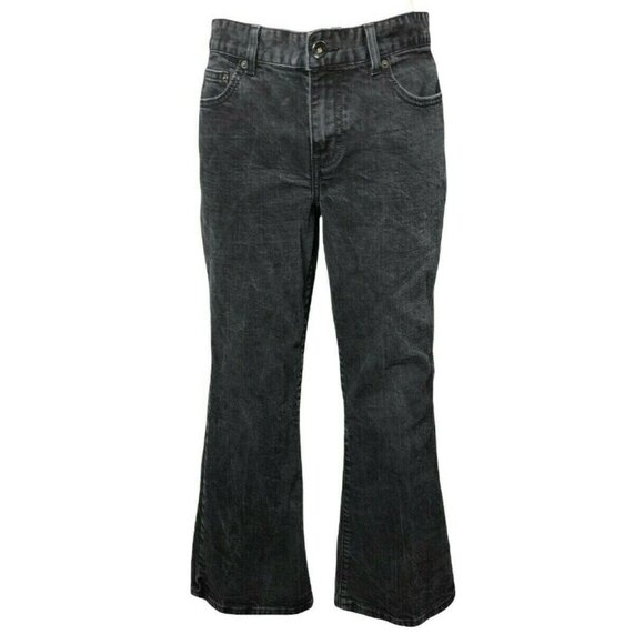 Madison Jeanswear Black Denim Jeans Trousers Womens 12 Pants Flared Distressed - Picture 7 of 10